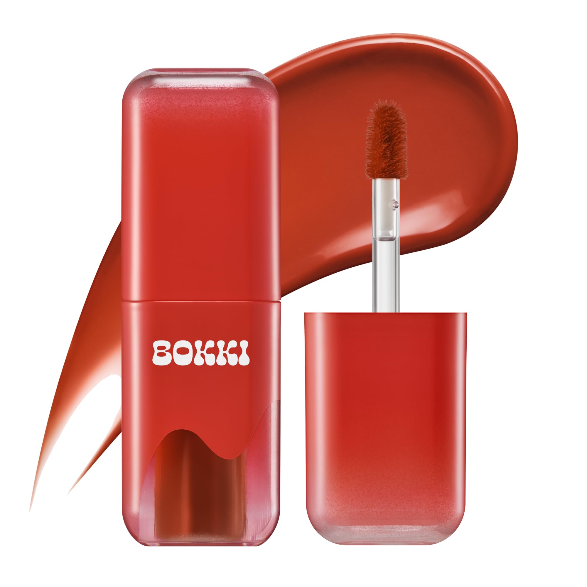 BLACK ROUGE Glow Bokki Tint, GB01 Pepper Red – Korean Lip Tint Inspired by Tteokbokki, Non-Sticky Long-Lasting Lip Stain with Glossy Finish, Cute Stickers – Original Red, Rose, Soy