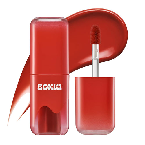 BLACK ROUGE Glow Bokki Tint, GB01 Pepper Red – Korean Lip Tint Inspired by Tteokbokki, Non-Sticky Long-Lasting Lip Stain with Glossy Finish, Cute Stickers – Original Red, Rose, Soy