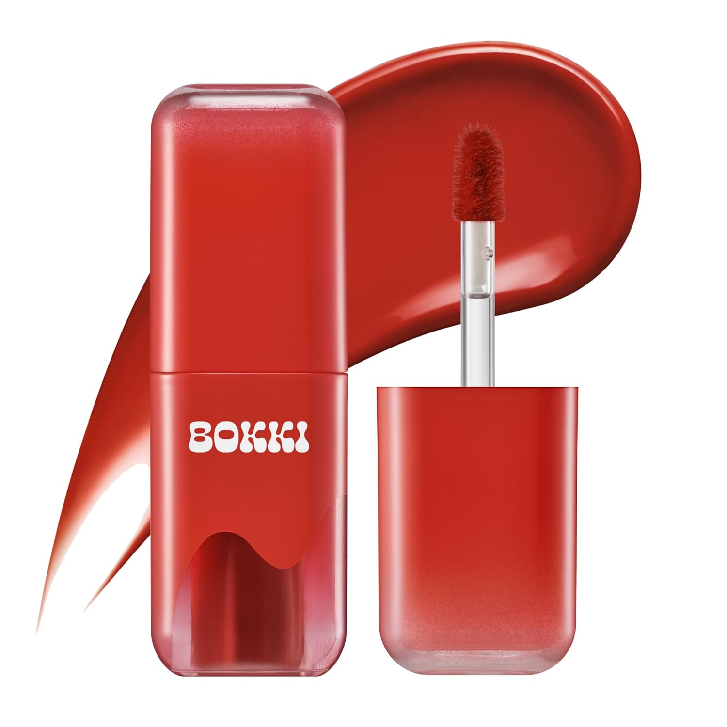 BLACK ROUGE Glow Bokki Tint, GB01 Pepper Red – Korean Lip Tint Inspired by Tteokbokki, Non-Sticky Long-Lasting Lip Stain with Glossy Finish, Cute Stickers – Original Red, Rose, Soy